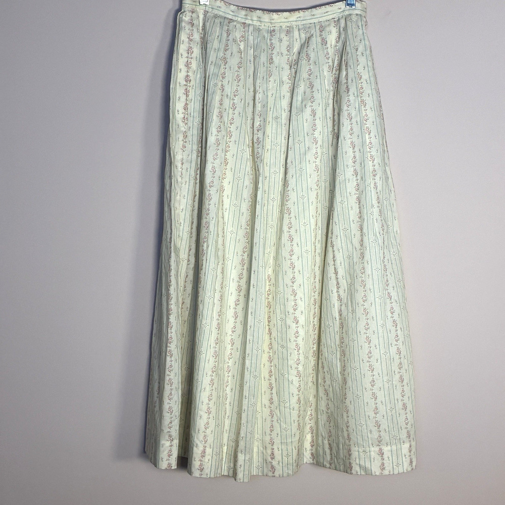 Vintage Ralph Lauren Floral Cotton Pleated Midi Skirt Prairie Size 10